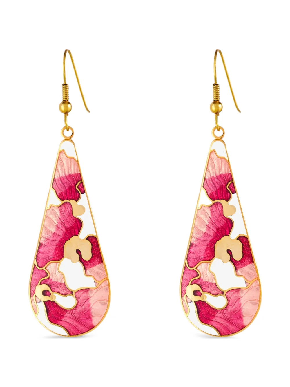 Susan Caplan Vintage 1980s floral-pattern drop earrings - Gold