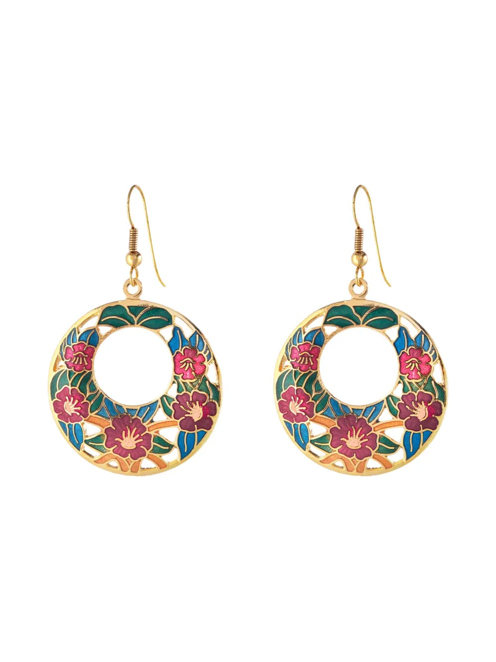 Pre-owned Susan Caplan Vintage 1980s Floral-embellishment Earrings In Gold