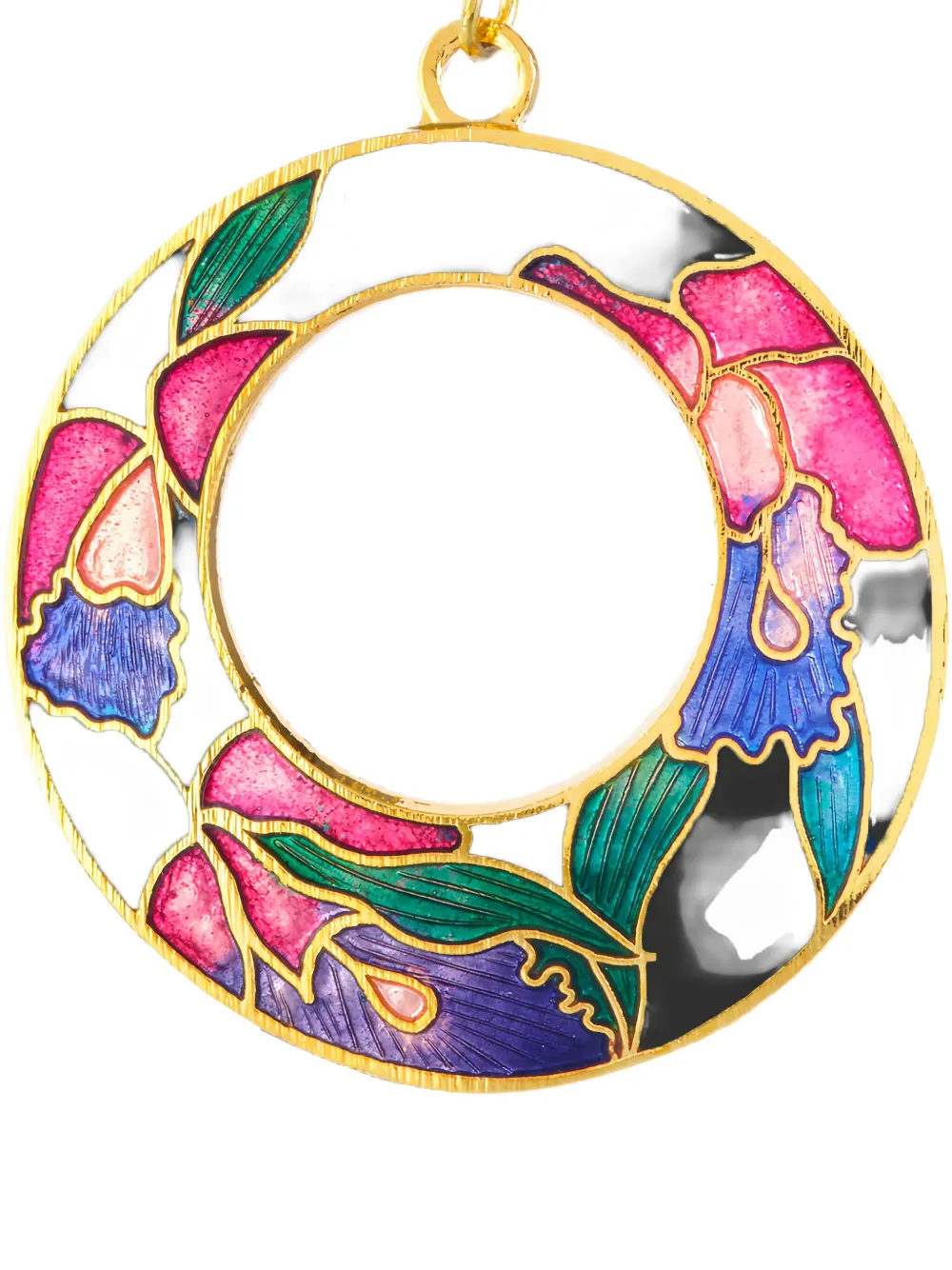 Pre-owned Susan Caplan Vintage 1980s Floral-enamel Cloisonné Earrings In Gold