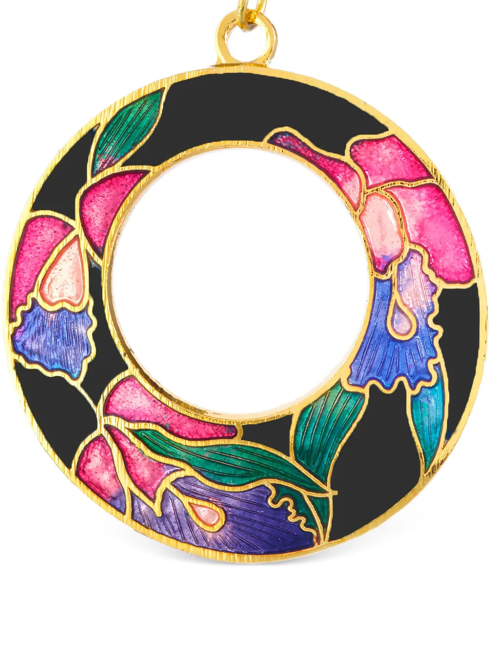 Susan Caplan Vintage 1980s floral-enamel cloisonné earrings | Image 2