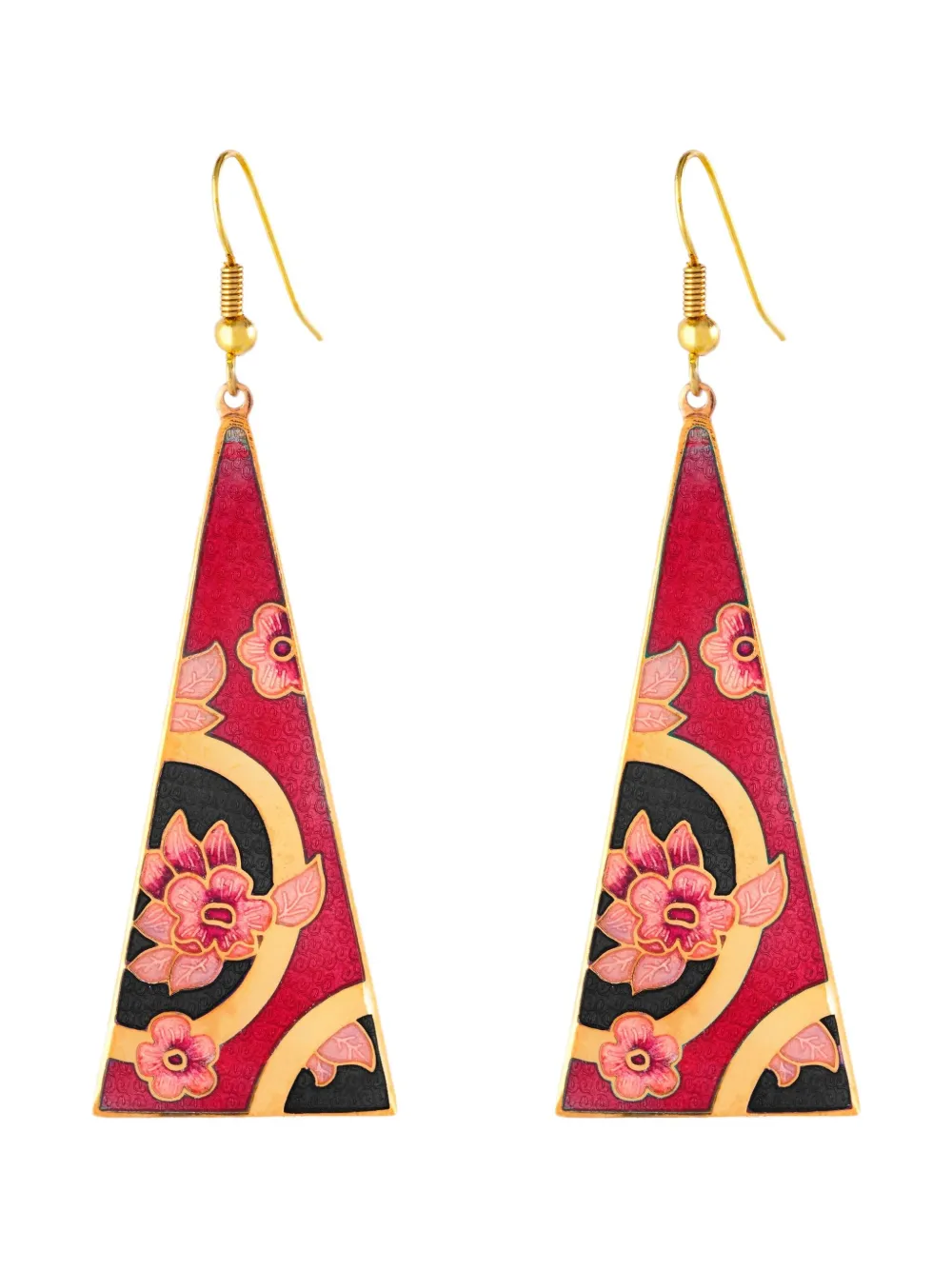 Pre-owned Susan Caplan Vintage 1980s Triangular-shape Earrings In Gold