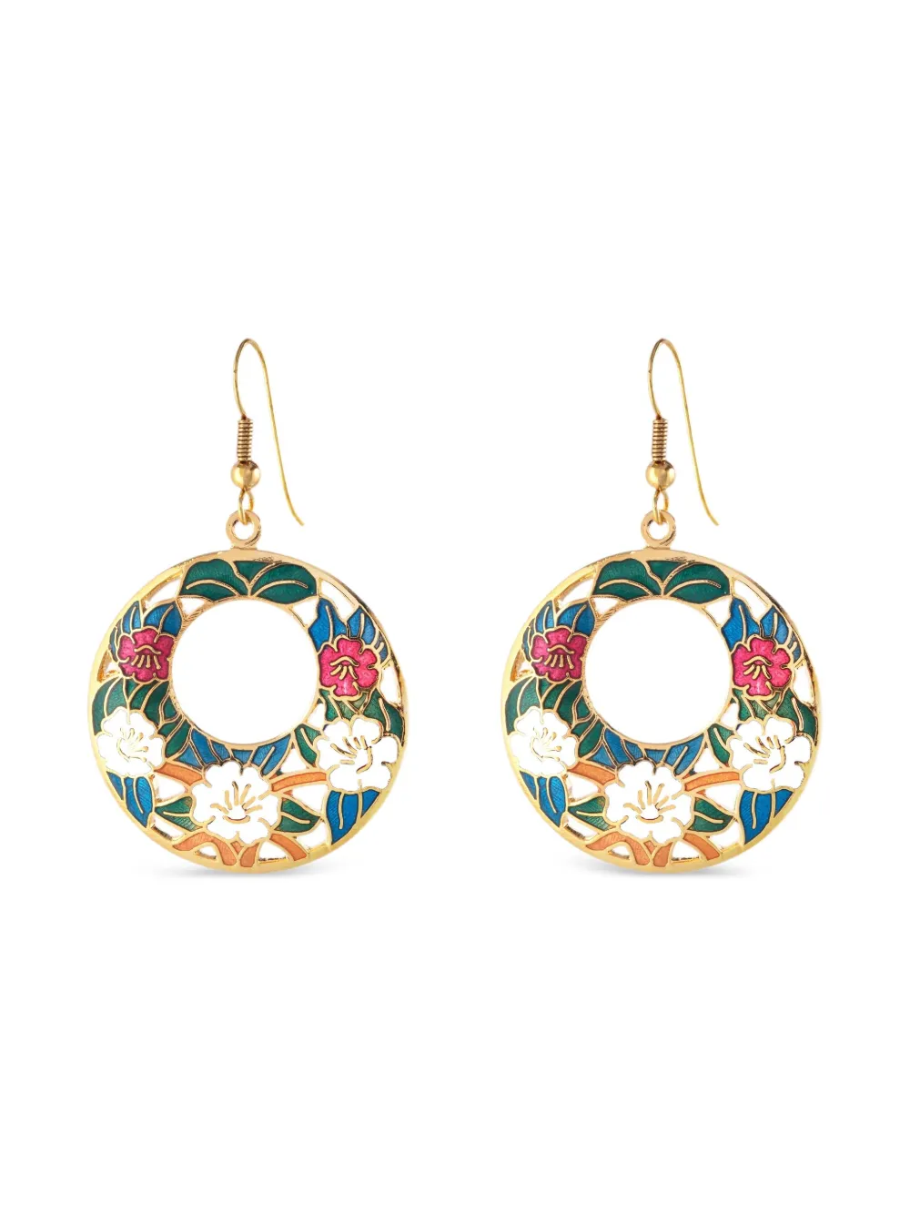 Susan Caplan Vintage 1980s floral-embellishment earrings - Gold