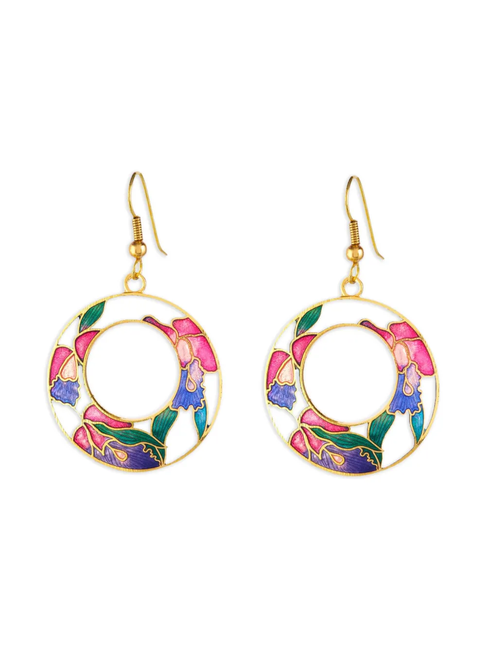 Susan Caplan Vintage 1980s floral-embellishment earrings - Oro