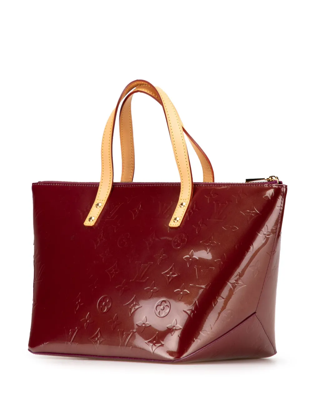 Pre-owned Louis Vuitton 2007 Monogram Vernis Bellevue Pm Tote Bag In Red