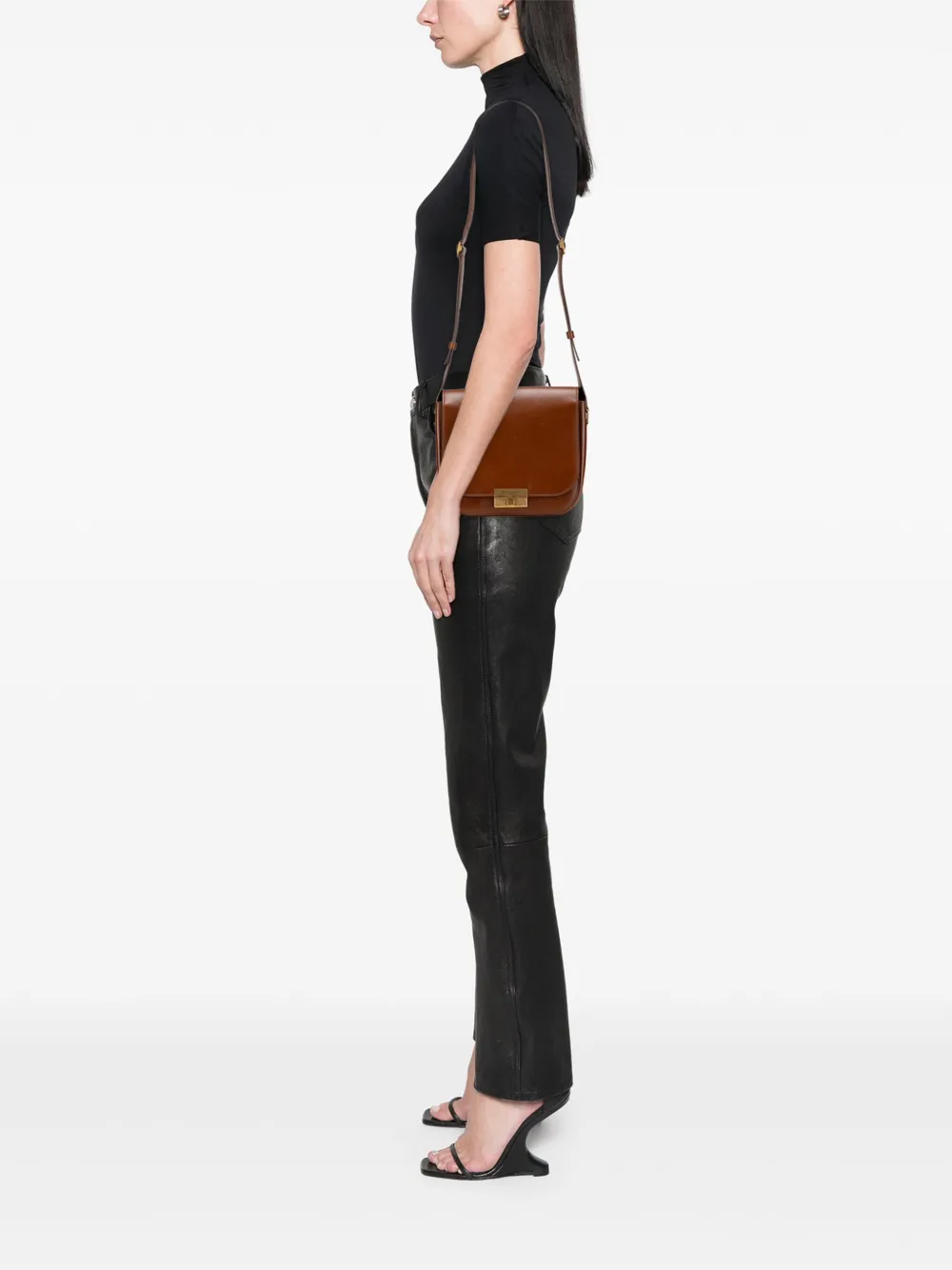 Pre-owned Saint Laurent 2018 Leather Betty Flap Pouch Bag Crossbody Bag In Brown