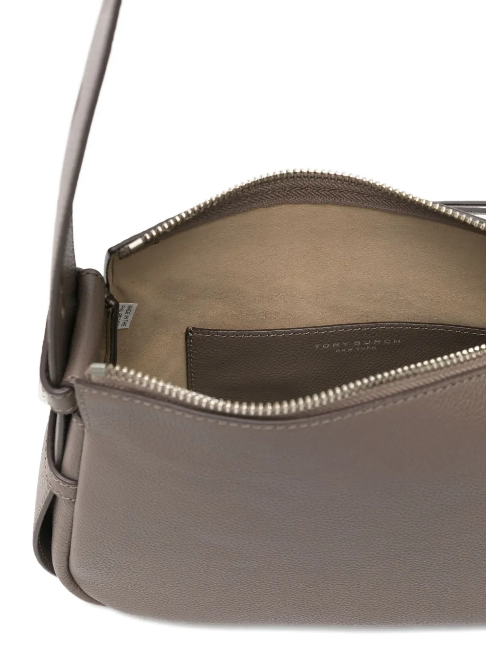 Tory Burch Mud Leather Small Romi Shoulder Bag In Gray