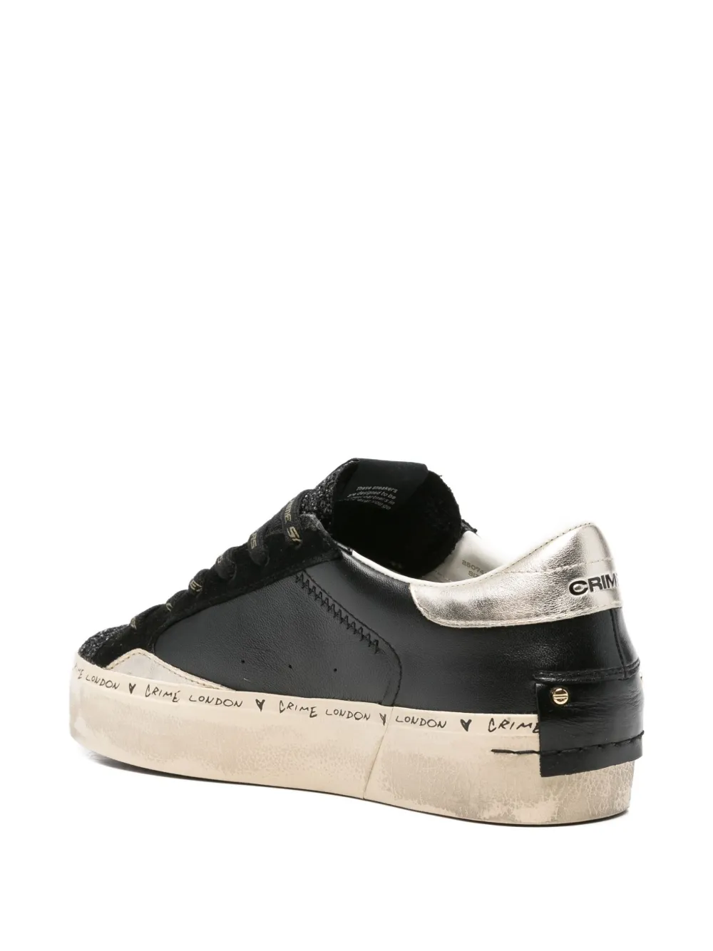 Crime London Sneakers met glittervlak en plateauzool Zwart