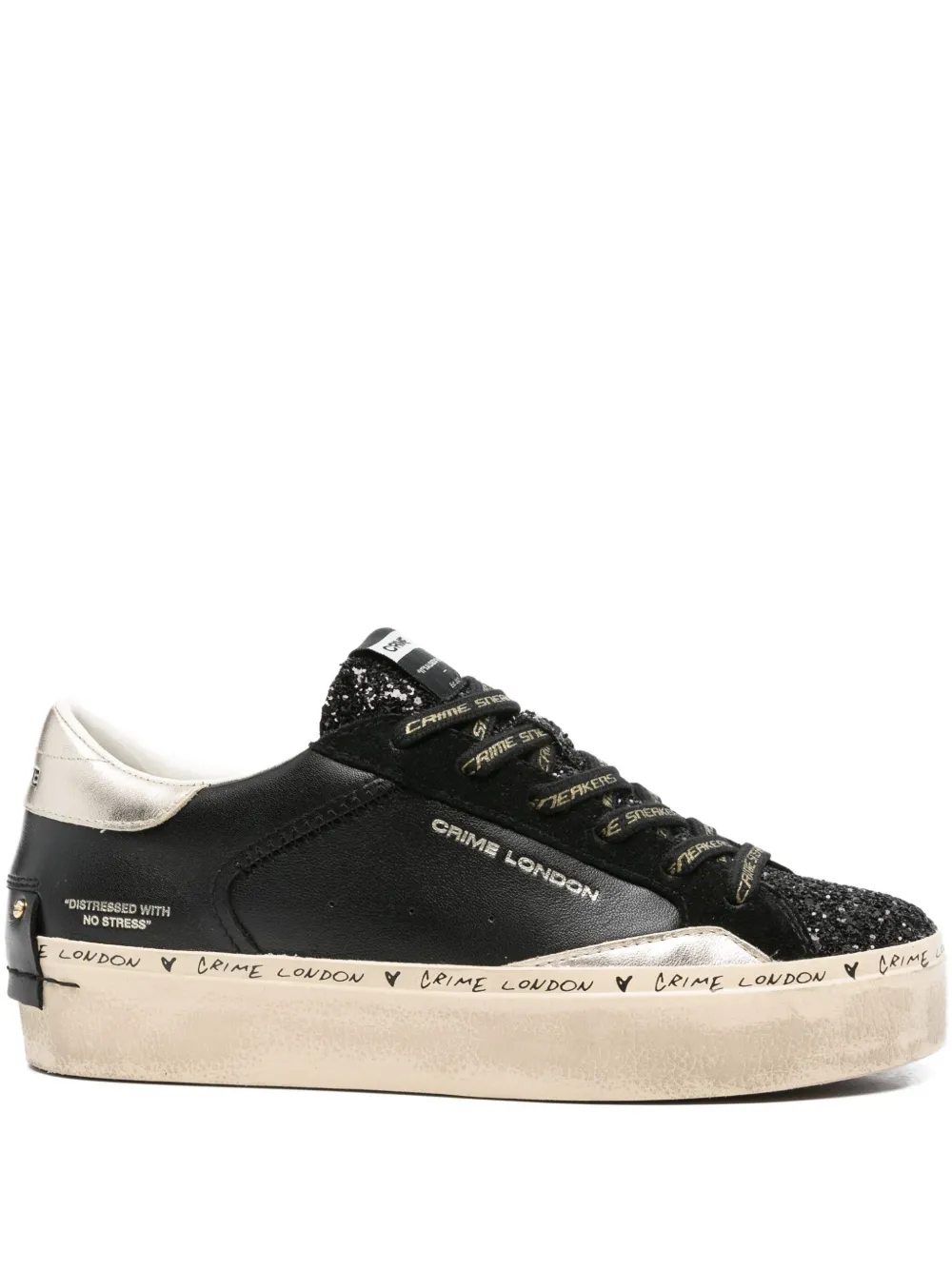 Crime London glitter-panel platform sneakers Black
