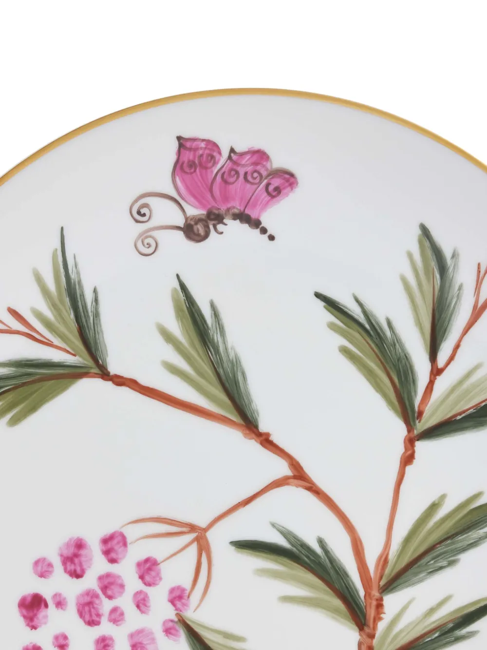 Marie Daage Jardins De Shalimar Butterfly-floral Dessert Plate (21cm) In White