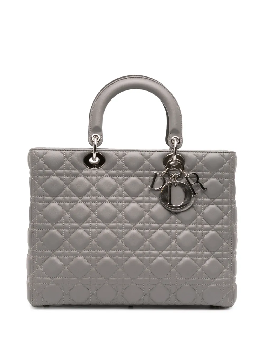 Christian Dior Pre-Owned 2014 Large Lambskin Cannage Lady Dior satchel | Grey | Image 1