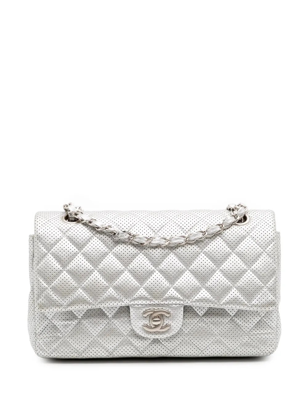 CHANEL Pre-Owned 2014-2015 Medium Classic Perforated Lambskin Double Flap shoulder bag | Silver | Image 1