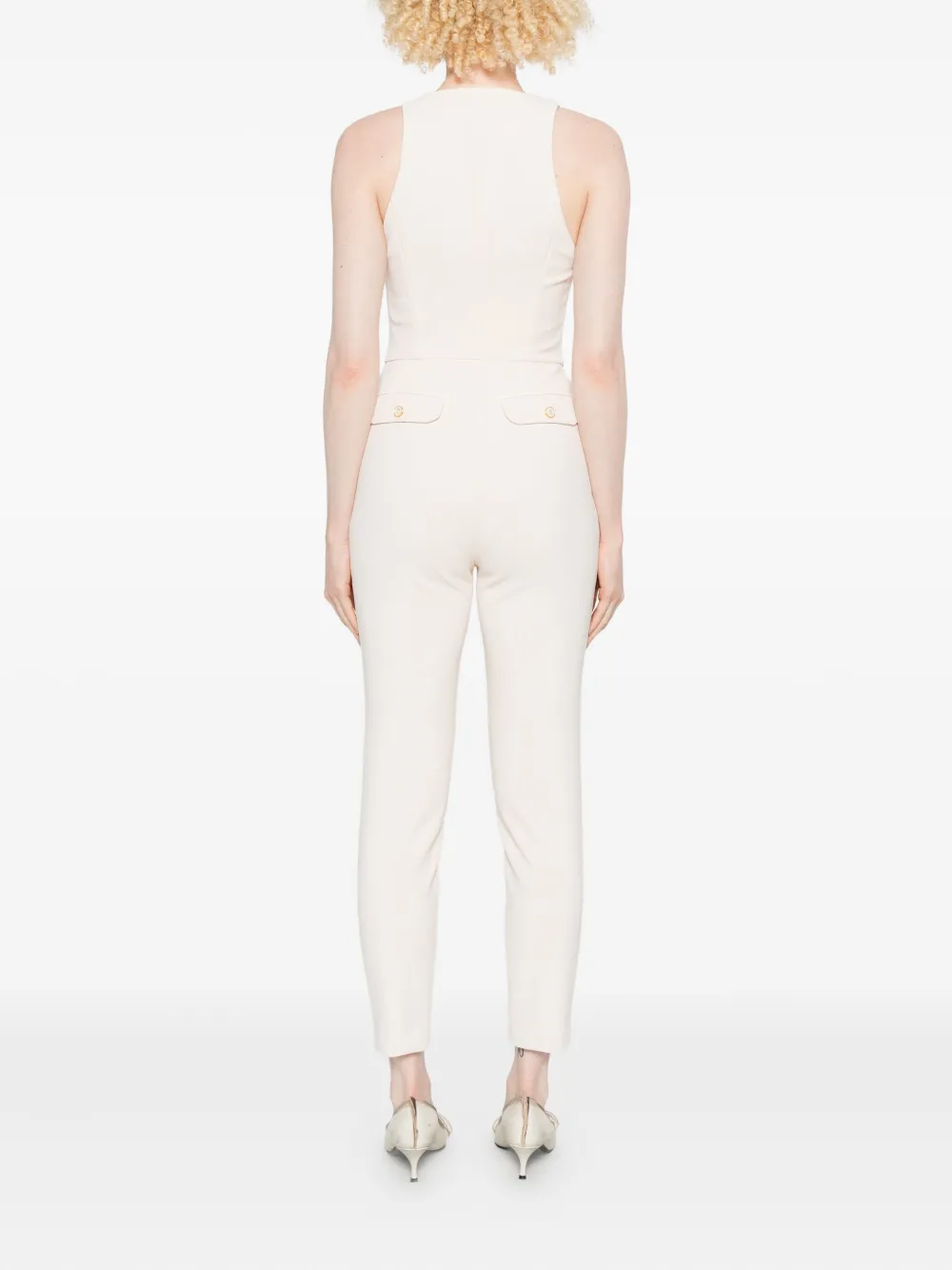 Elisabetta Franchi Zip-front Sleeveless Jumpsuit In White