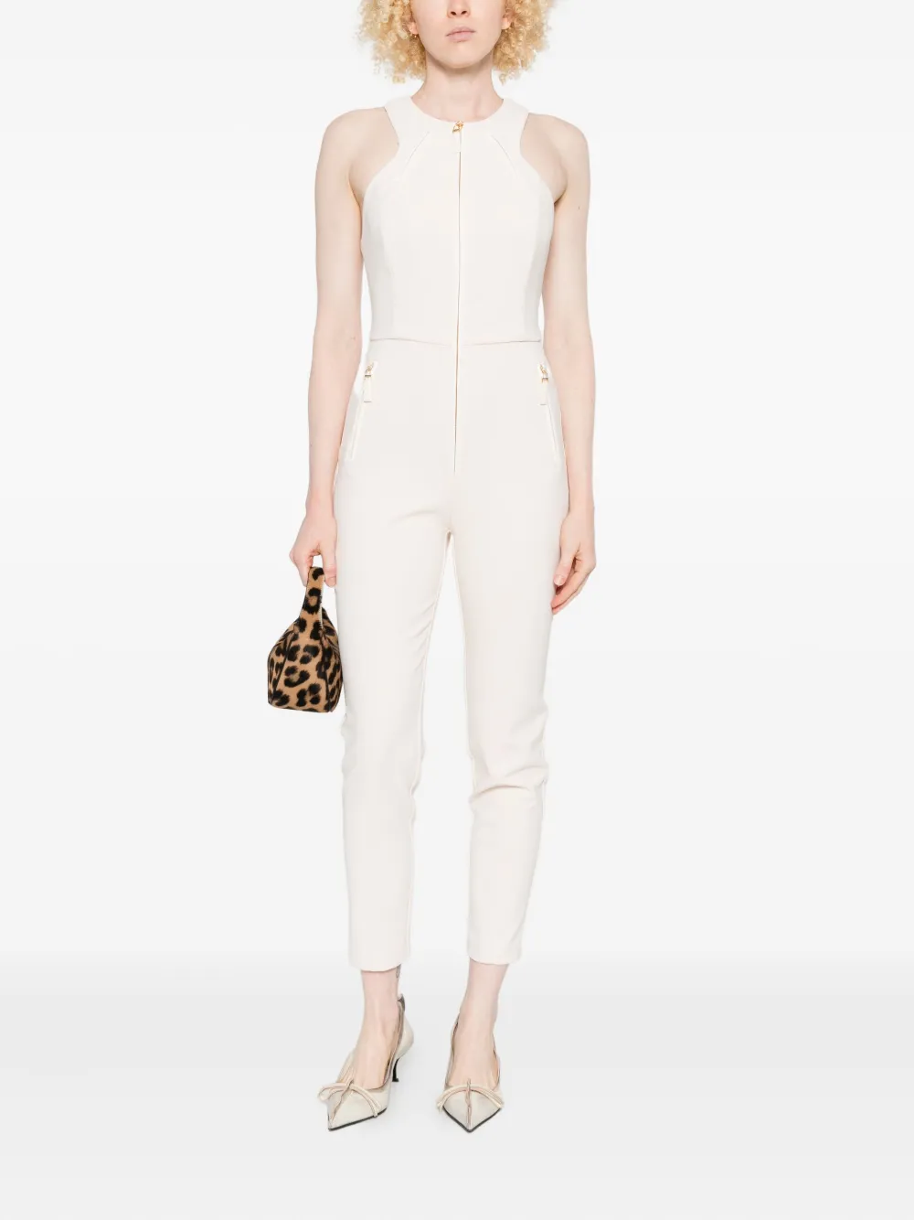 Elisabetta Franchi zip-front sleeveless jumpsuit - Wit