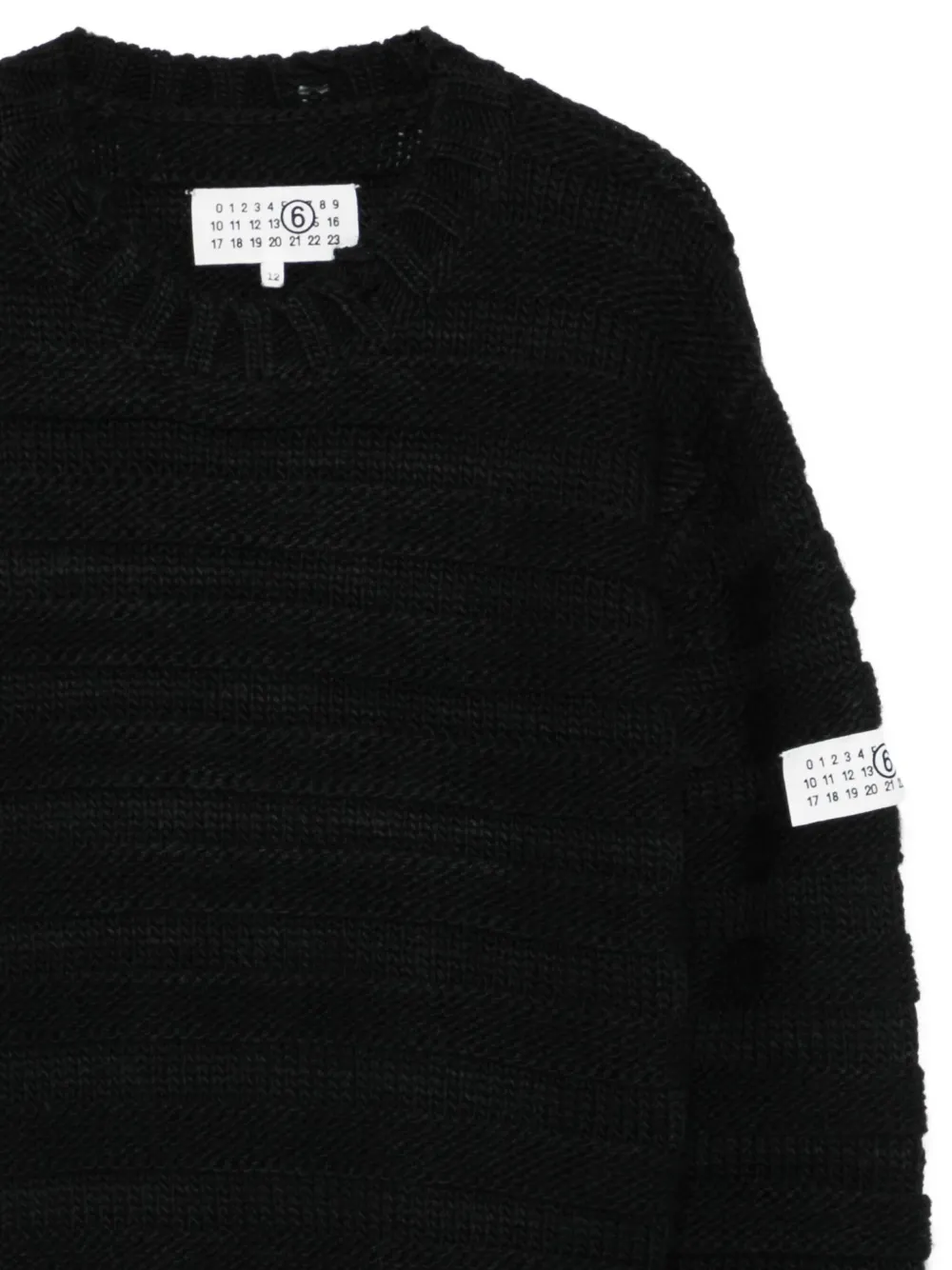 MM6 Maison Margiela Kids Ribgebreide trui met franje Zwart