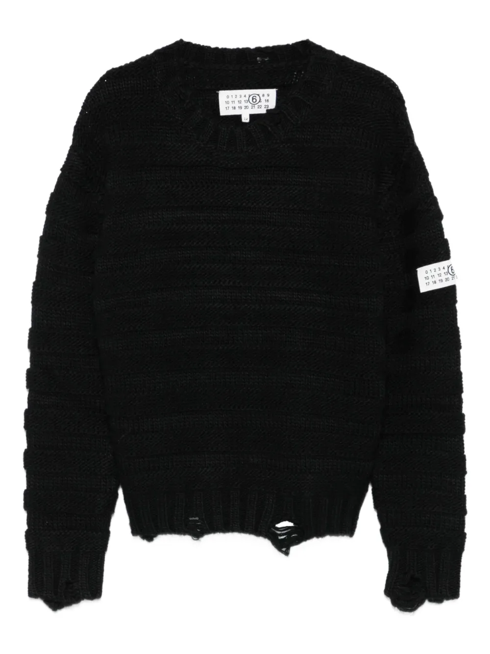 MM6 Maison Margiela Kids ribbed-knit frayed sweater - Nero
