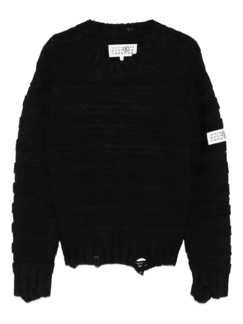 MM6 Maison Margiela Kids suéter tejido de canalé con bordes deshilachados