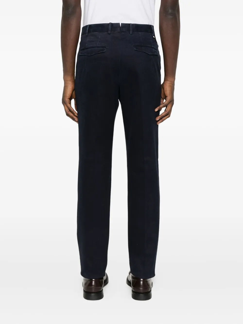 Pt Torino Tailored Dark Navy Cotton-blend Trousers In Blue