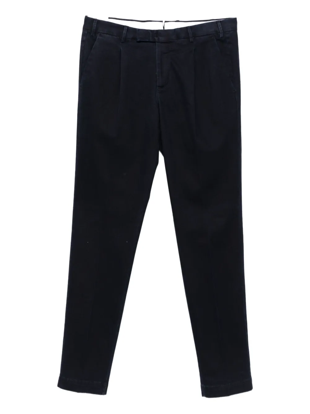 Pt Torino Tailored Dark Navy Cotton-blend Trousers In Blue