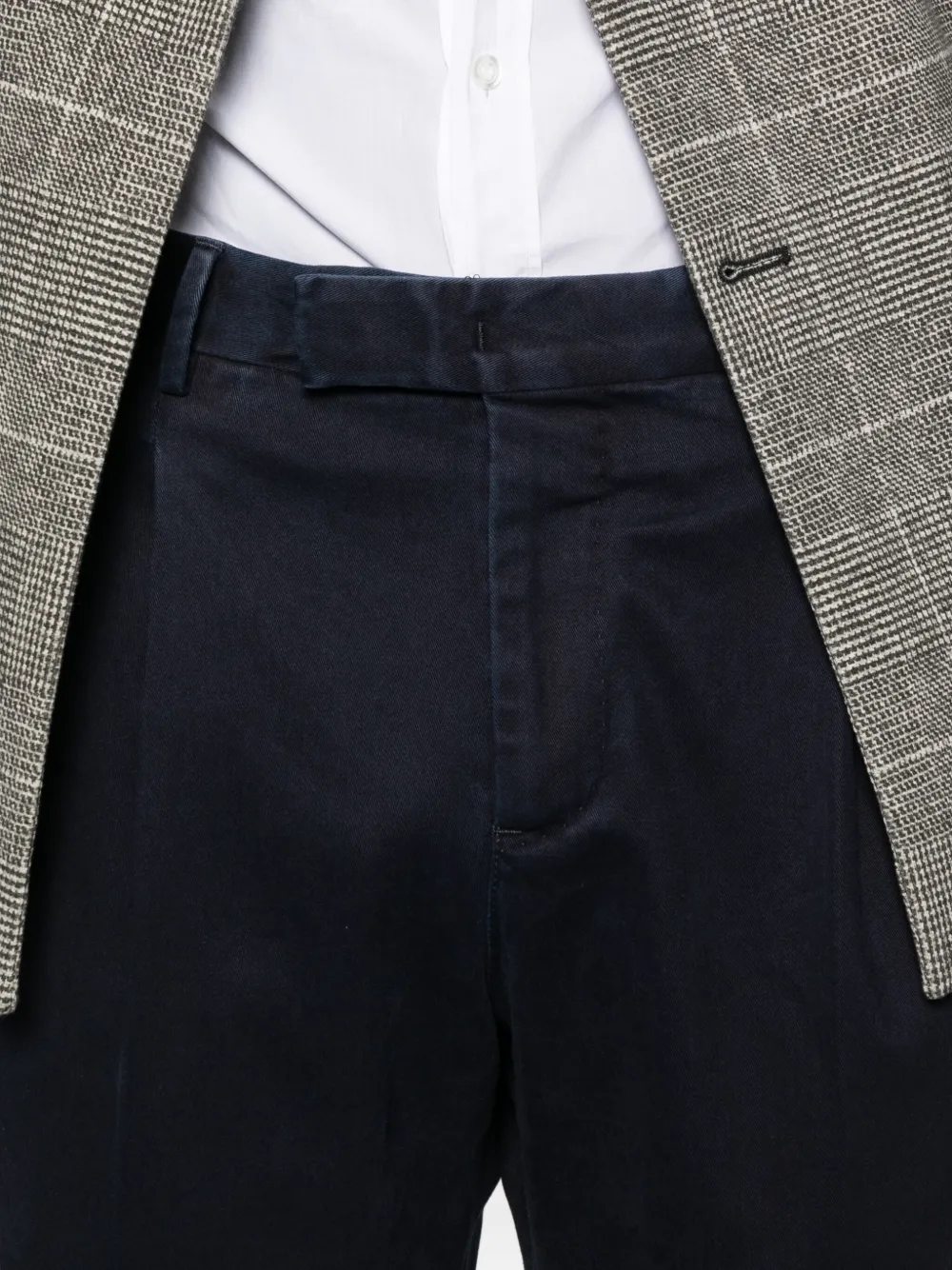 Pt Torino Tailored Dark Navy Cotton-blend Trousers In Blue