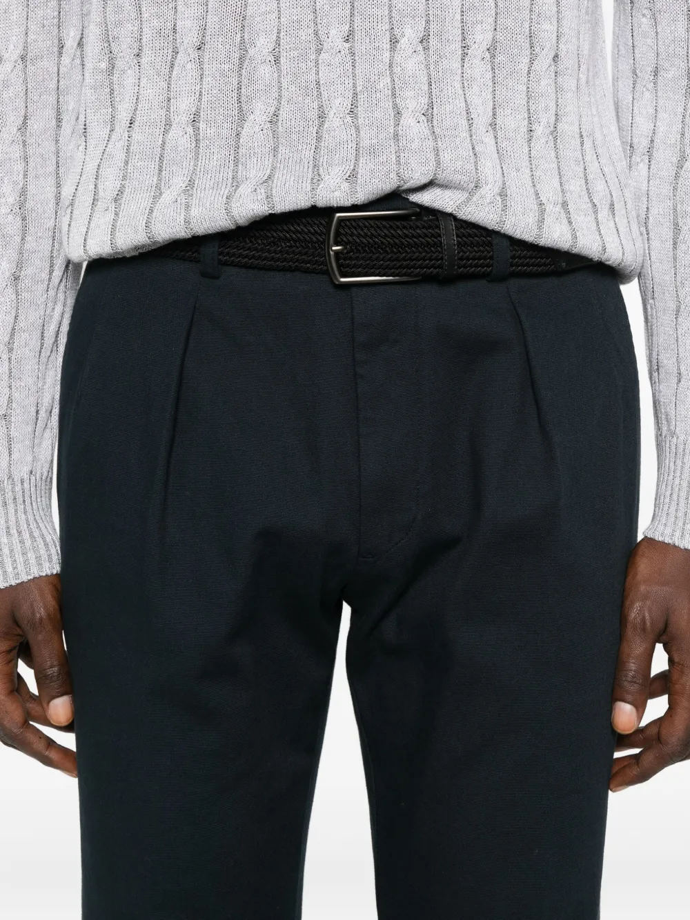 Incotex Pleated Cuffed-hem Trousers In Blue