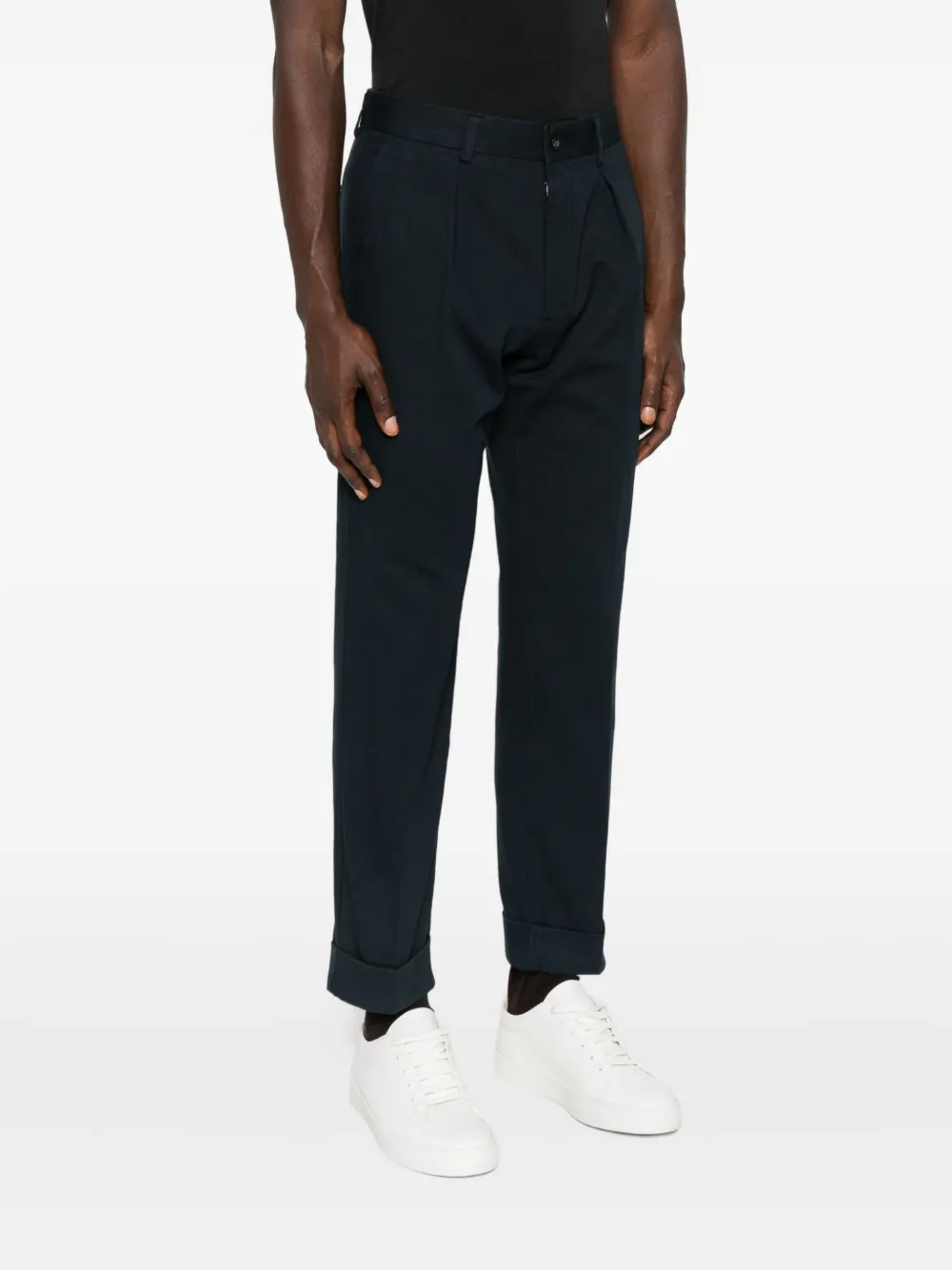 Incotex Pleated Cuffed-hem Trousers In Blue
