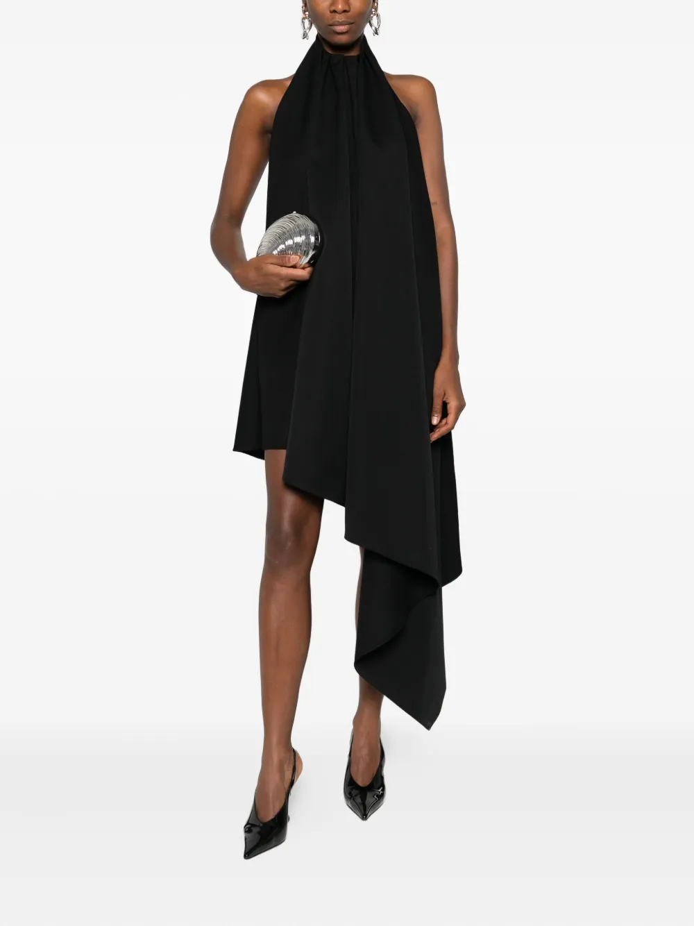 Givenchy asymmetric draped dress - Zwart