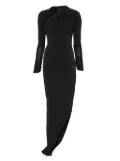 Amen asymmetric draped dress - Black