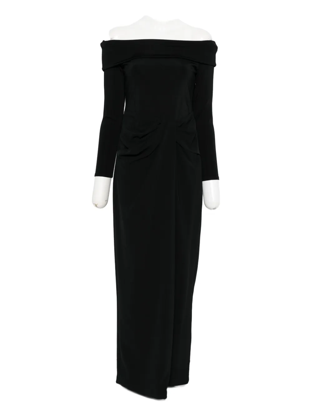 Ralph Lauren Off-shoulder Draped Dress In Black