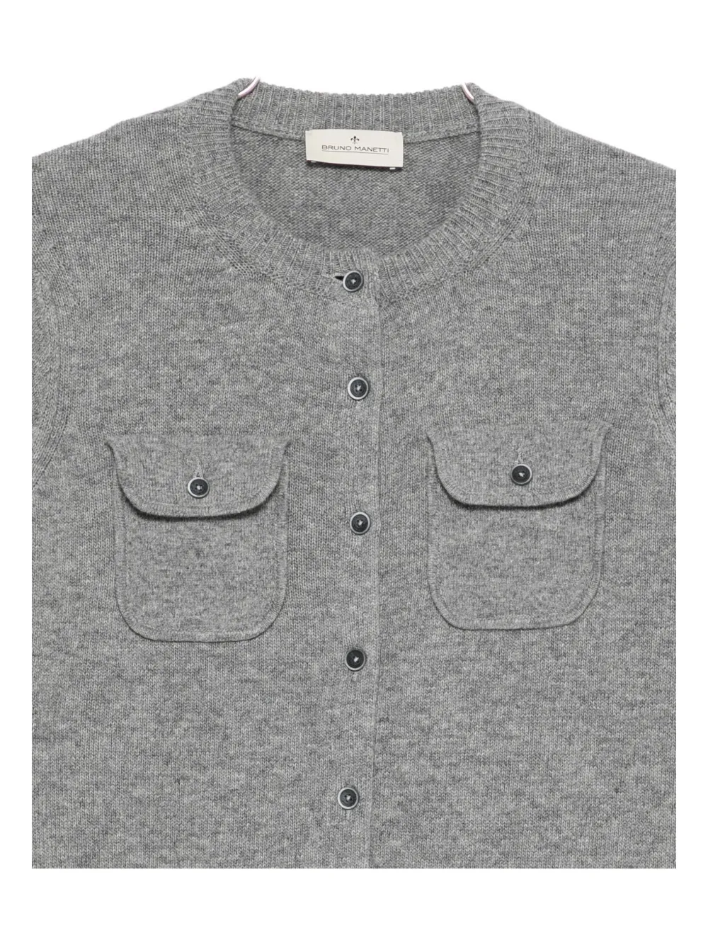 Bruno Manetti Double-pocket Wool Cardigan In Gray