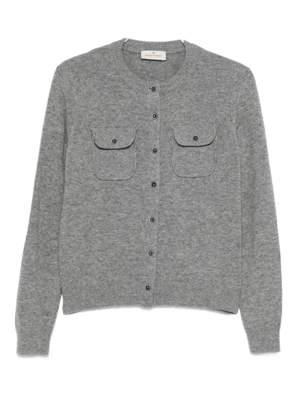 Bruno Manetti Double-pocket Wool Cardigan In Gray