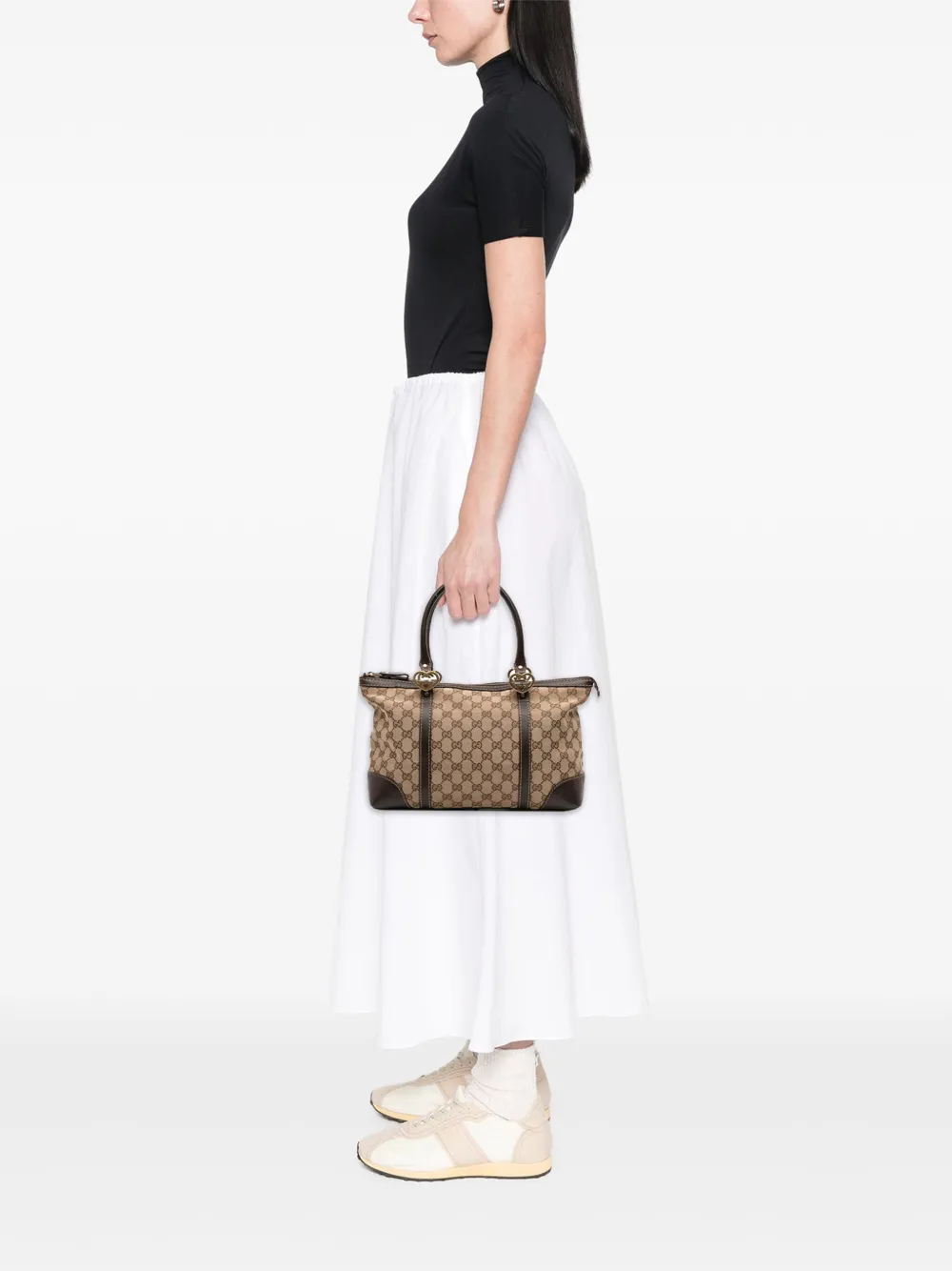 Pre-owned Gucci 2016-2025 Gg Canvas Lovely Tote Bag In Brown