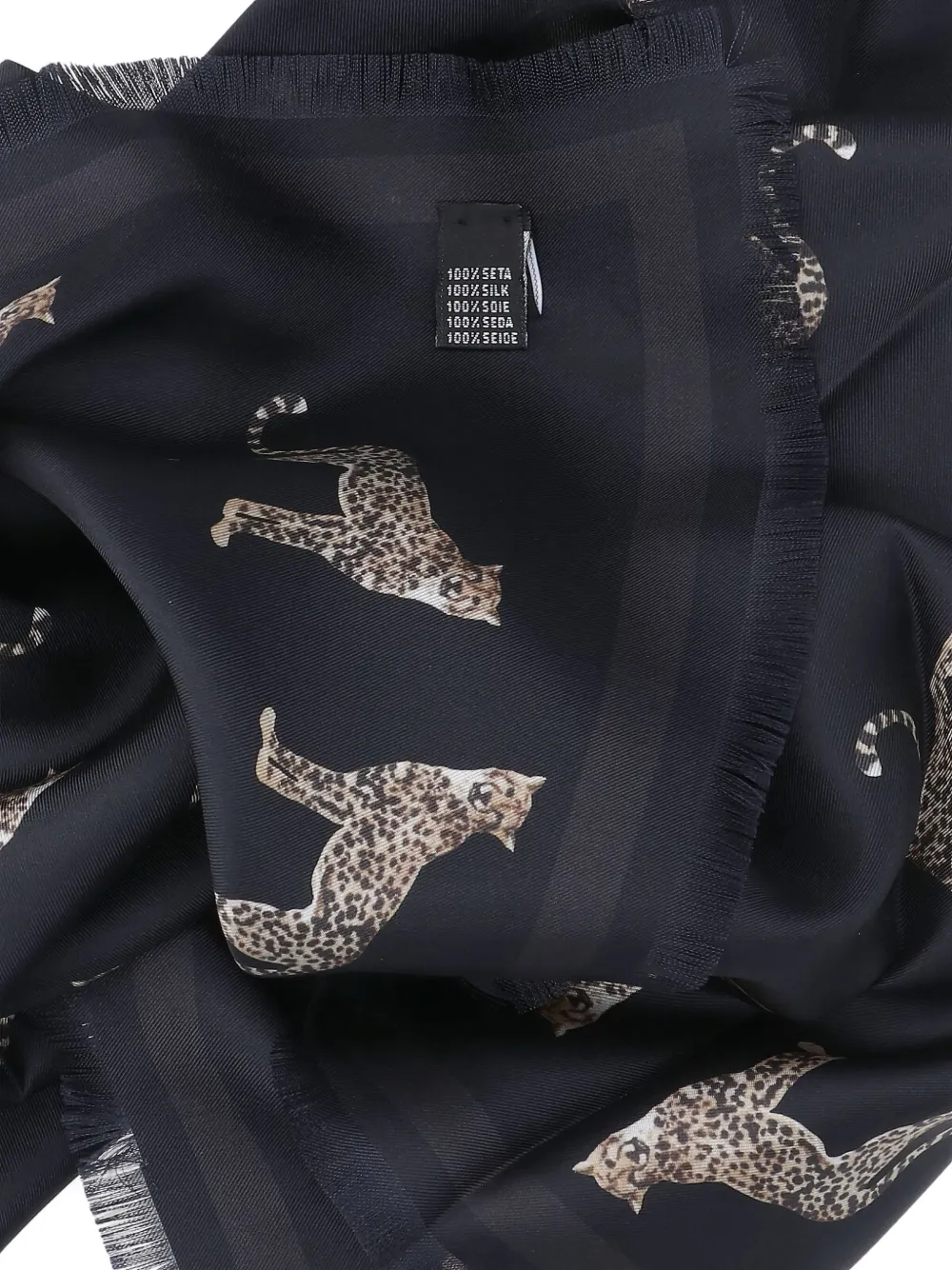 Nili Lotan Cheetah-print Silk Scarf In Black