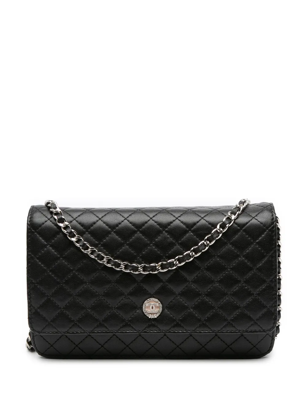 CHANEL Pre-Owned 2008-2009 Microquilted Lambskin Wallet On Chain crossbody bag | Black | Image 1