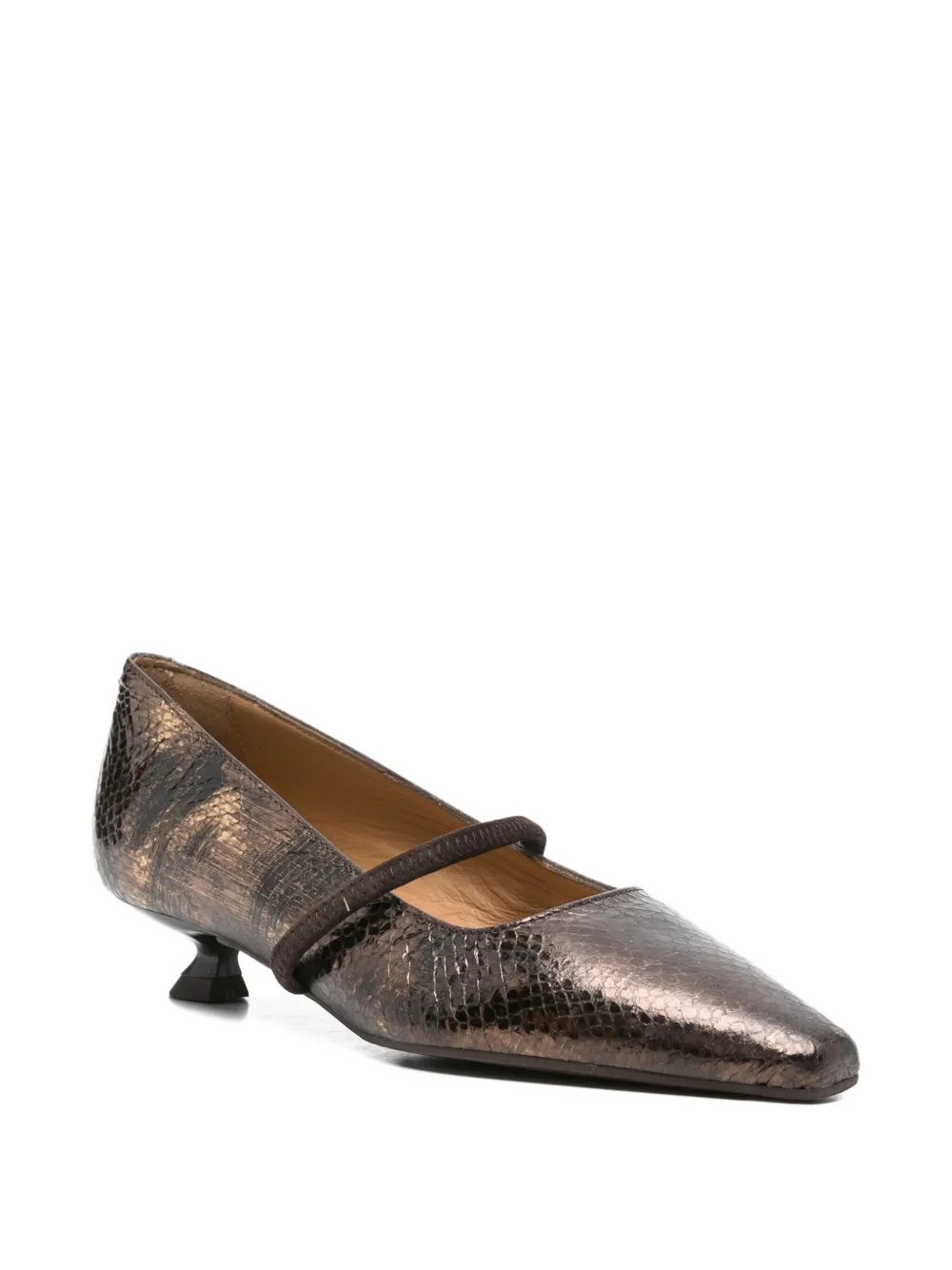 Pedro Miralles 30mm Metallic-leather Pumps In Brown