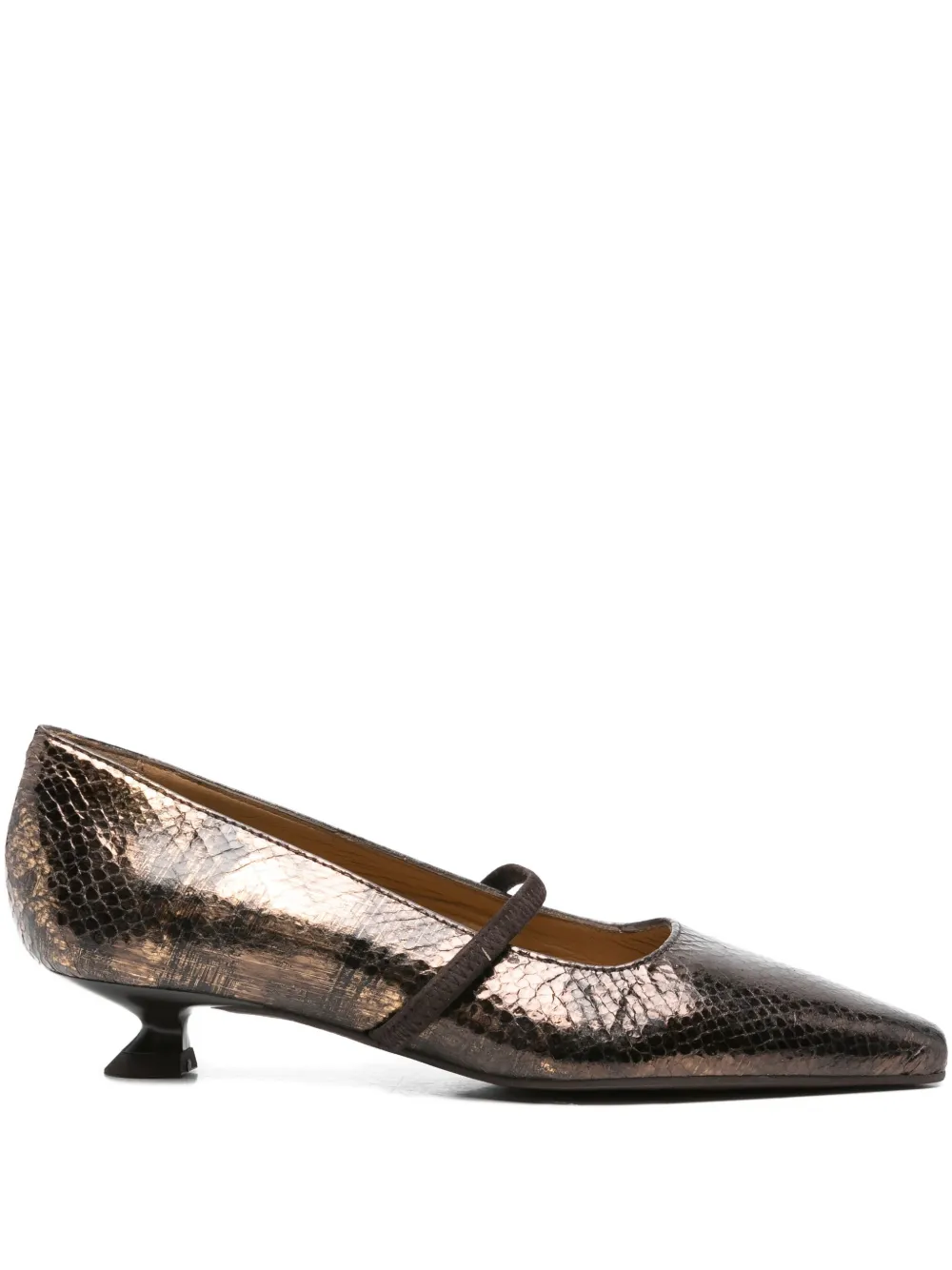 Pedro Miralles 30mm Metallic-leather Pumps In Brown