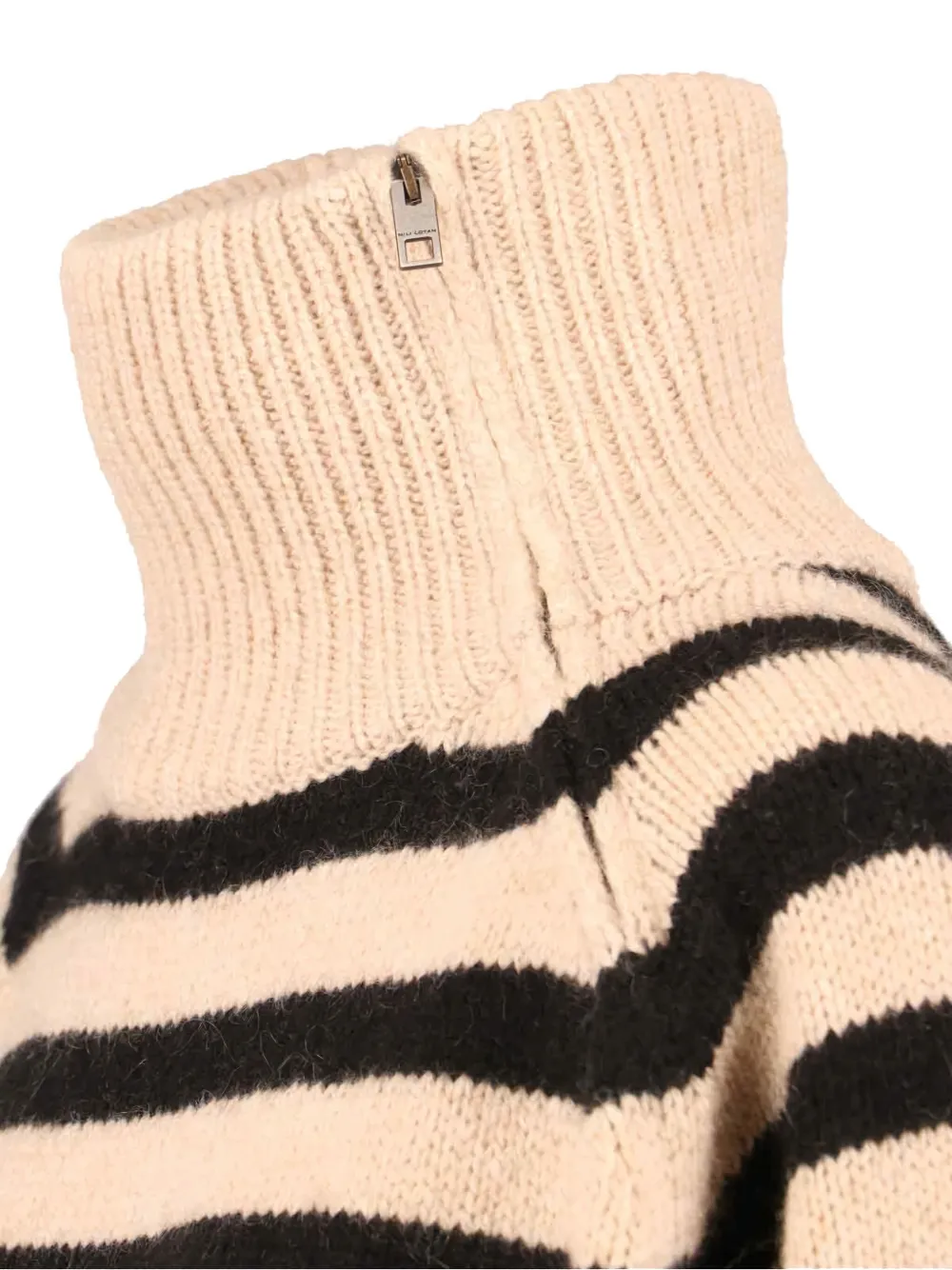 Nili Lotan Striped High Neck Knitwear With Ribbed Cuffs And Hem In Brown