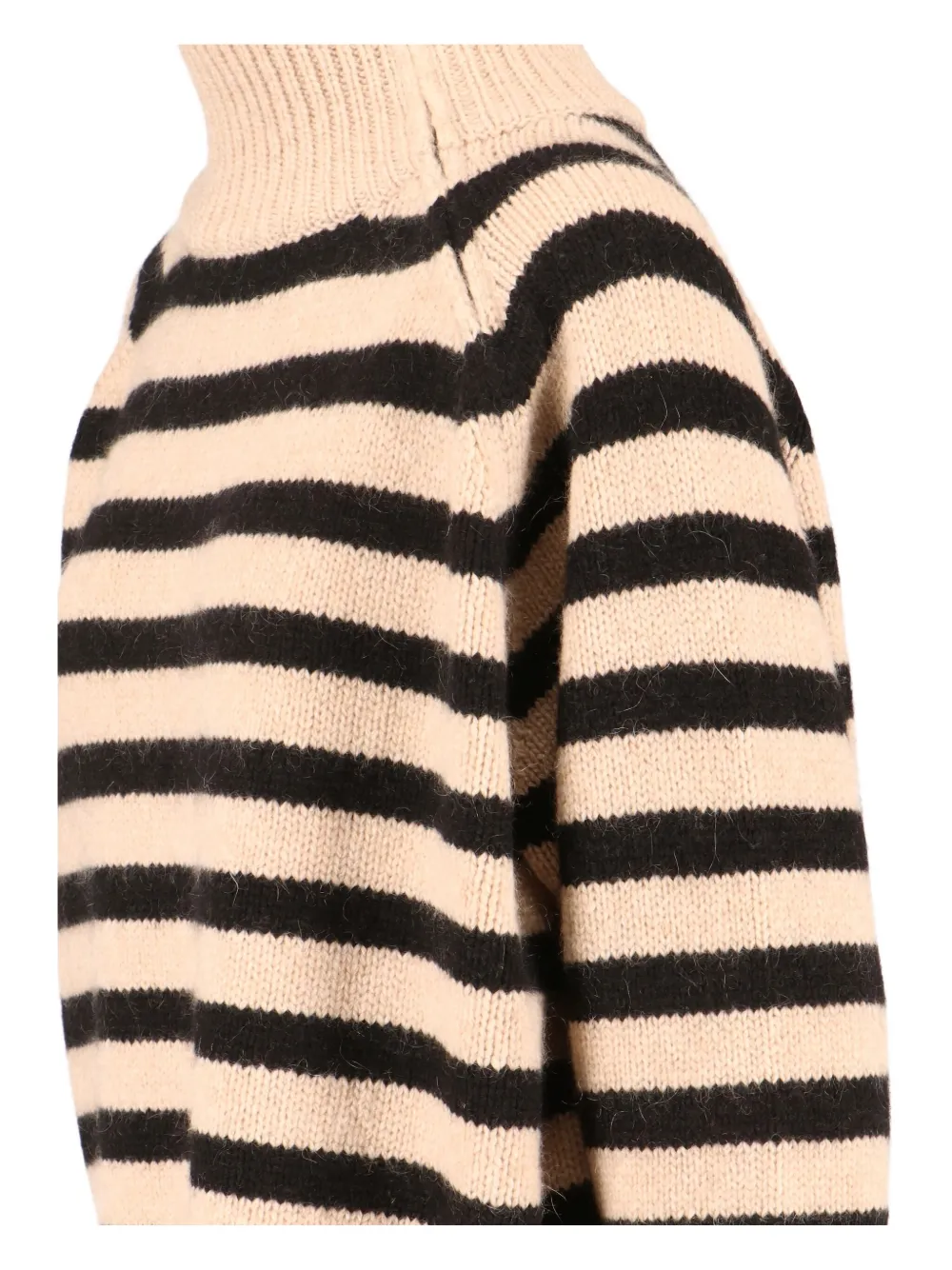 Nili Lotan Striped High Neck Knitwear With Ribbed Cuffs And Hem In Brown
