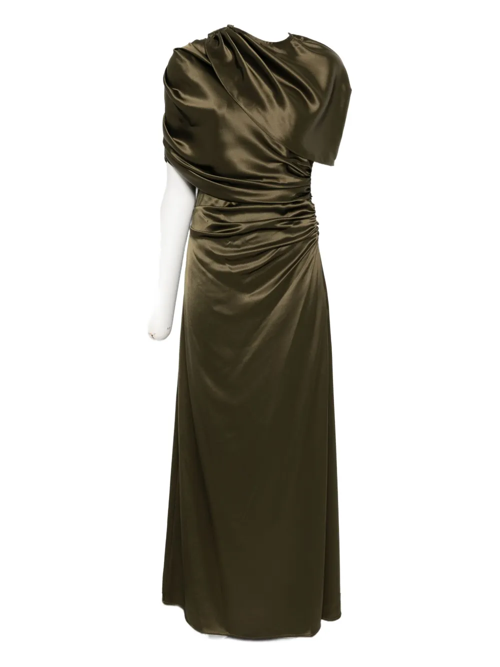 Malina Draped Maxi Dress In Green