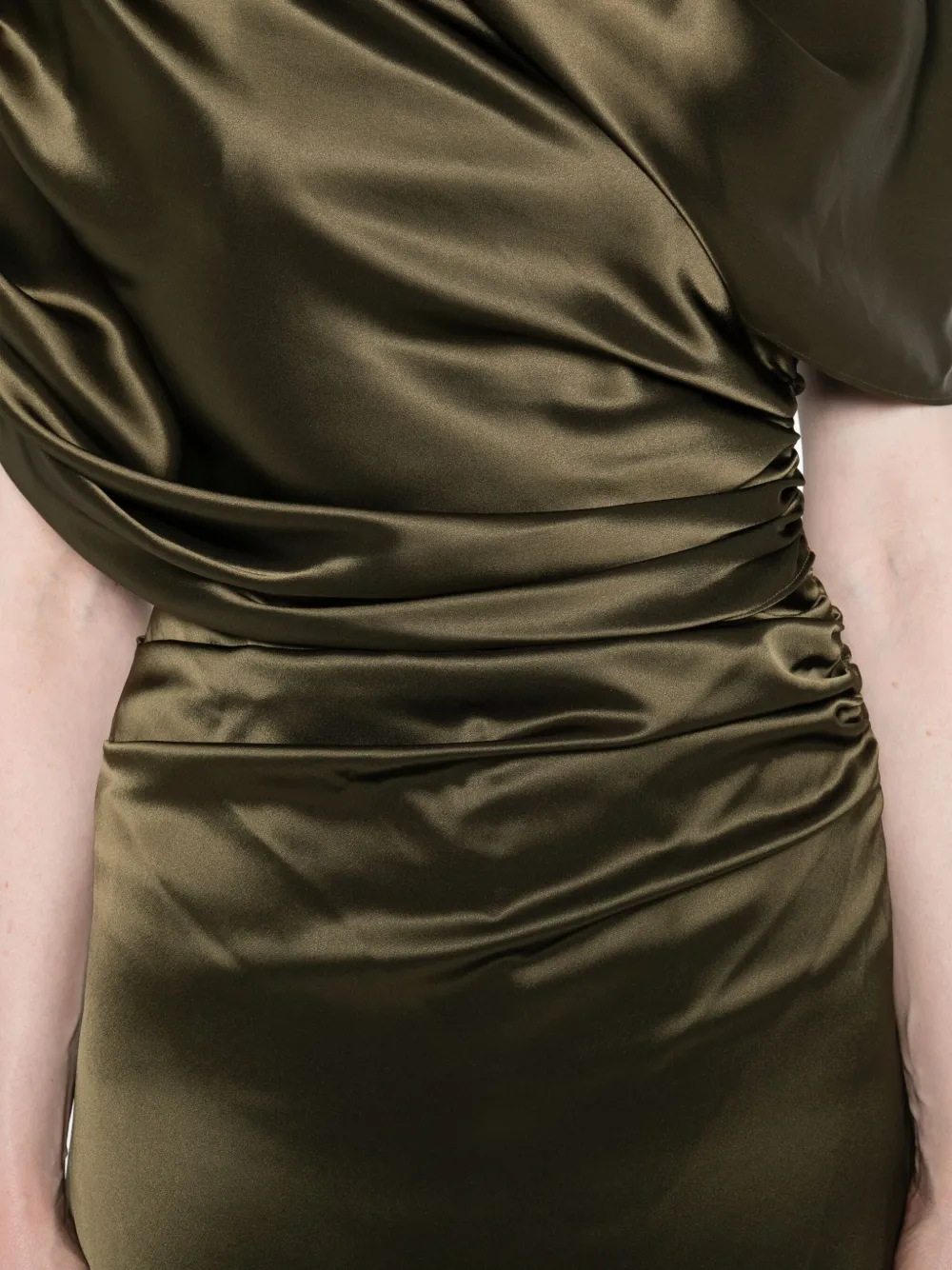 Malina Draped Maxi Dress In Green
