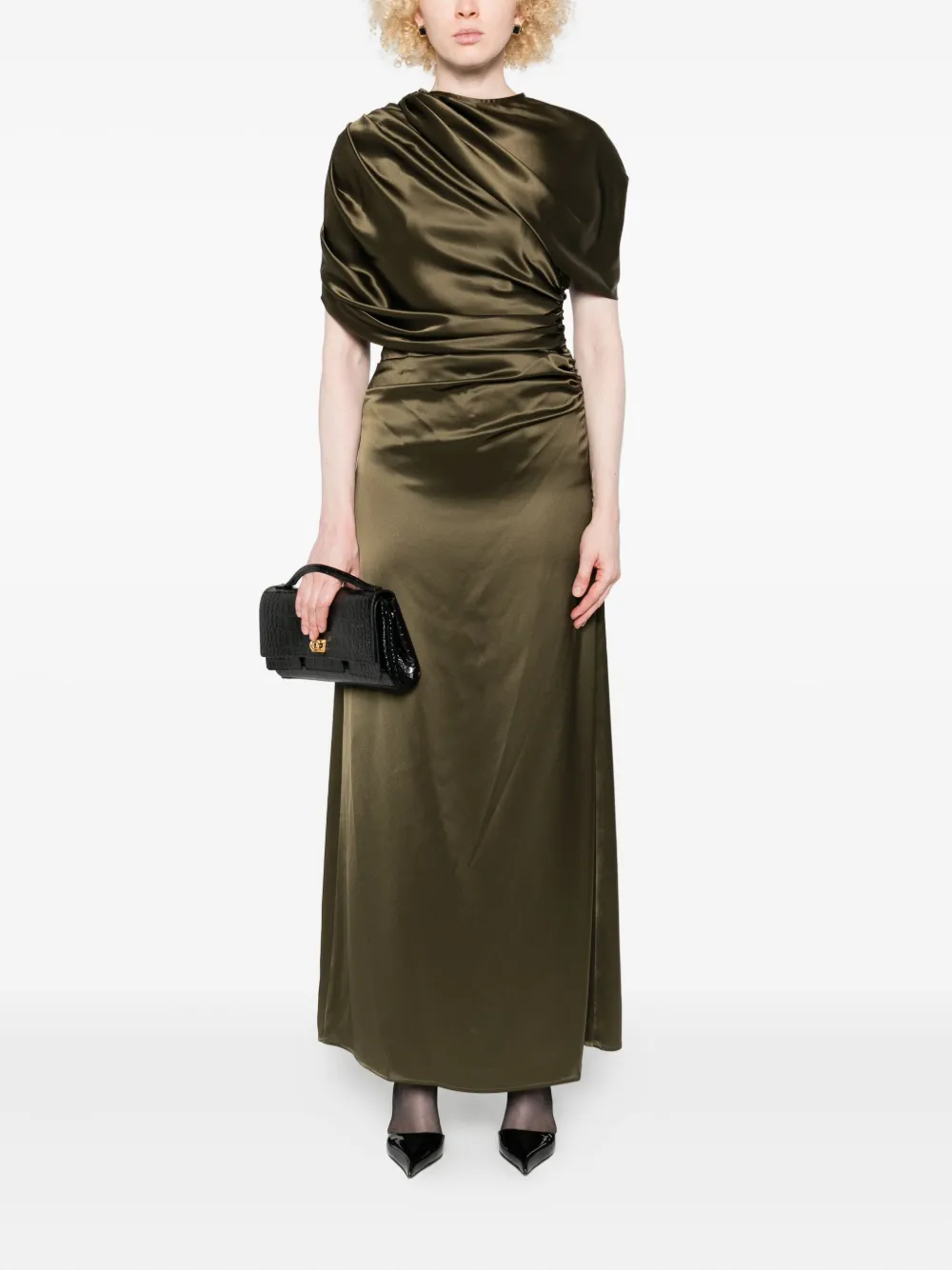 MALINA Gedrapeerde maxi-jurk - Groen