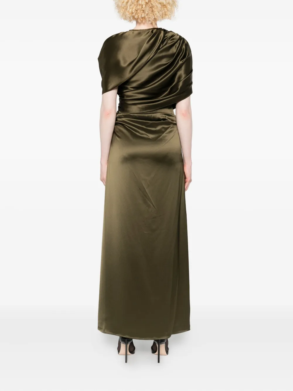 Malina Draped Maxi Dress In Green