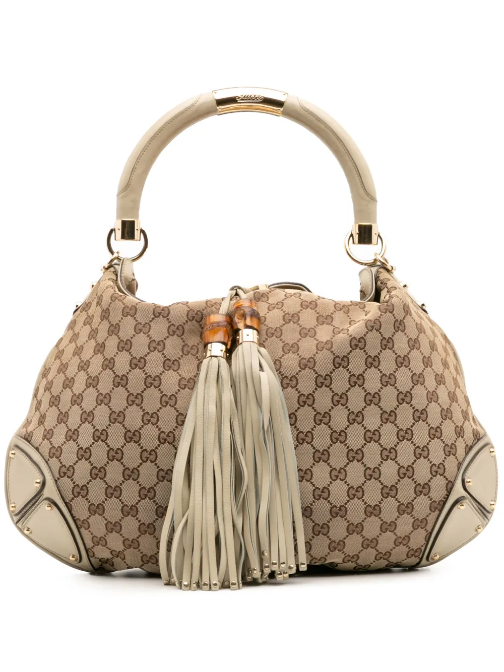 Gucci Pre-Owned 2016-2025 Large GG Canvas Bamboo Indy Hobo satchel | Brown | Image 1