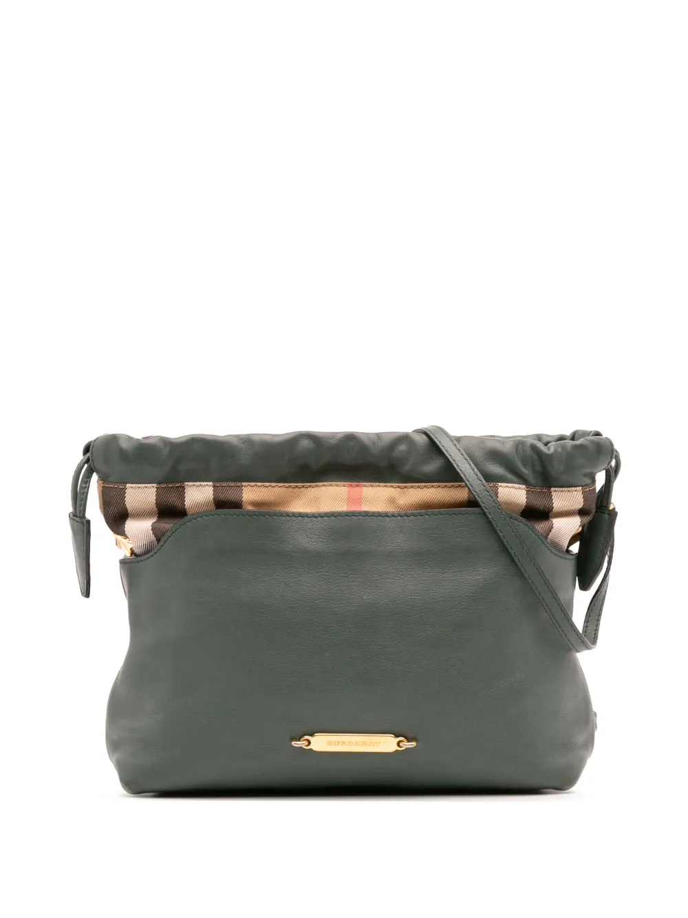 Pre-owned Burberry 2000-2017 House Check Canvas And Calfskin Little Crush Crossbody Bag In Green