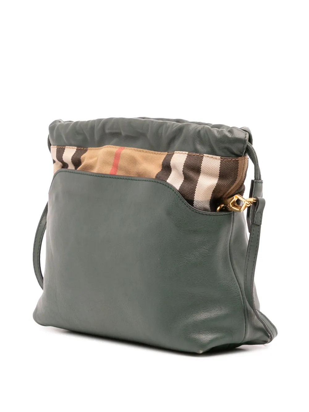 Pre-owned Burberry 2000-2017 House Check Canvas And Calfskin Little Crush Crossbody Bag In Green