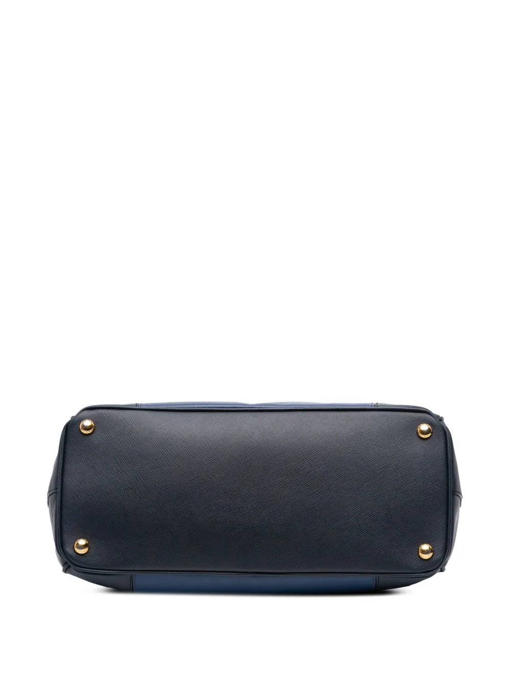 Pre-owned Prada 2013-2025 Medium Bicolor Saffiano Lux Galleria Double Zip Satchel In Blue