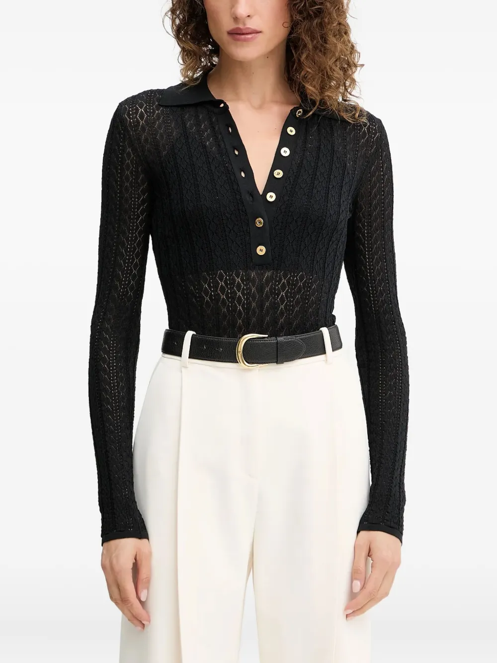 Elisabetta Franchi polo en maille intarsia | noir | Image 1