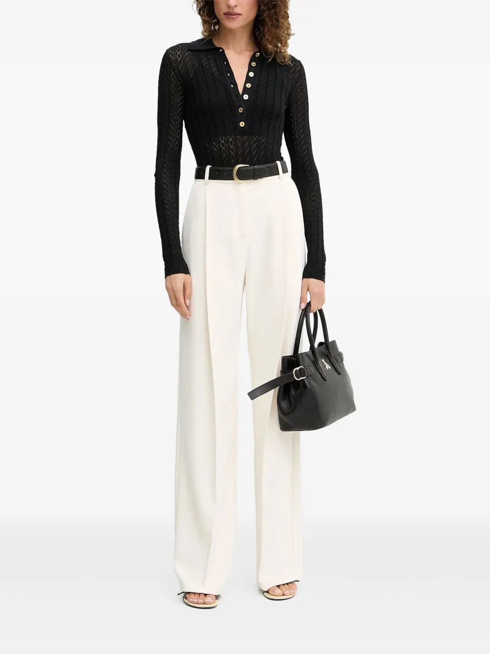 Elisabetta Franchi Polotop met patroon - Zwart