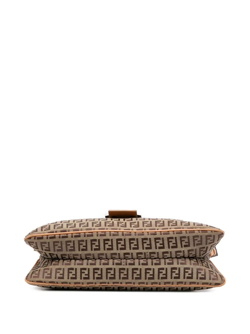 Pre-owned Fendi 2000-2010 Zucchino Canvas Double Flap Shoulder Bag In Brown