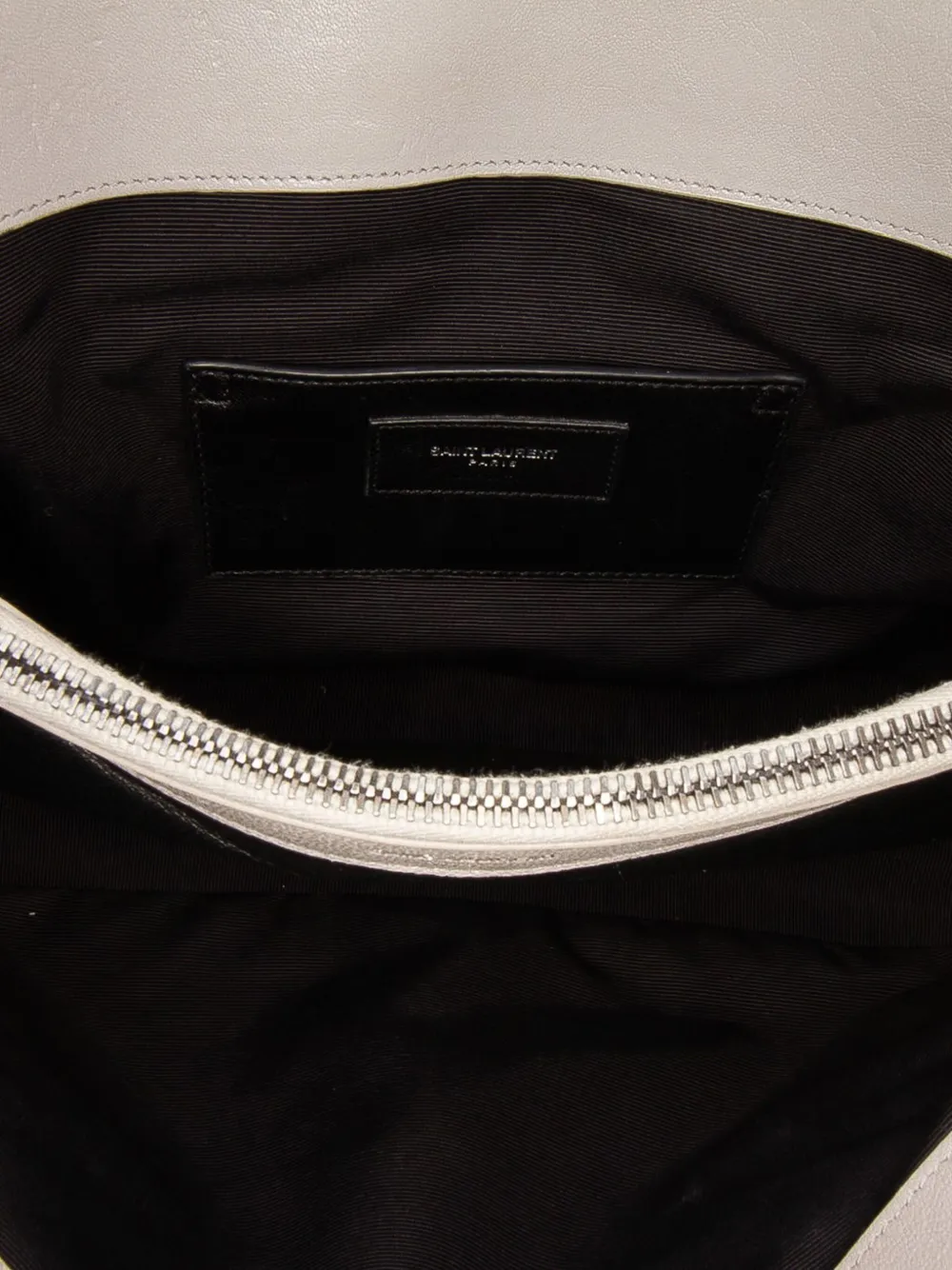 Pre-owned Saint Laurent 2016 Large Chevron Sheepskin Monogram College Satchel In Gray