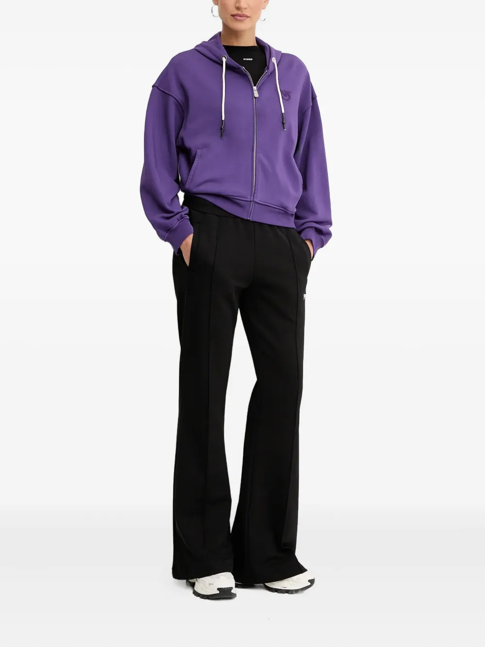 Pinko Hooded Zipped Hoodie In Purple